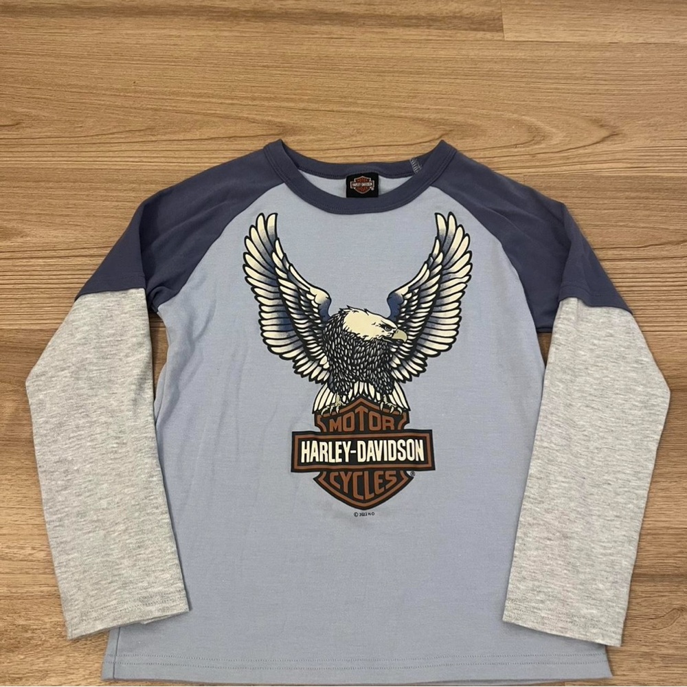 Harley-Davidson Kids Two-Tone Blue Long Sleeve Tee